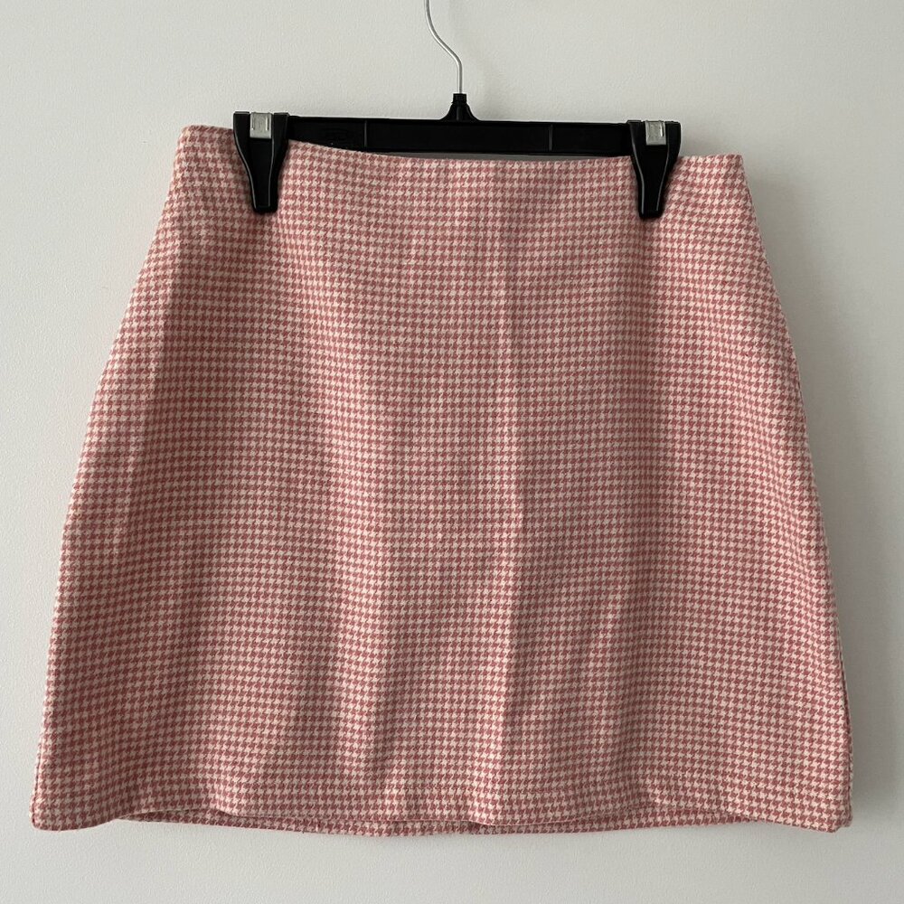 Pink Houndstooth High Waisted Skirt - size Small